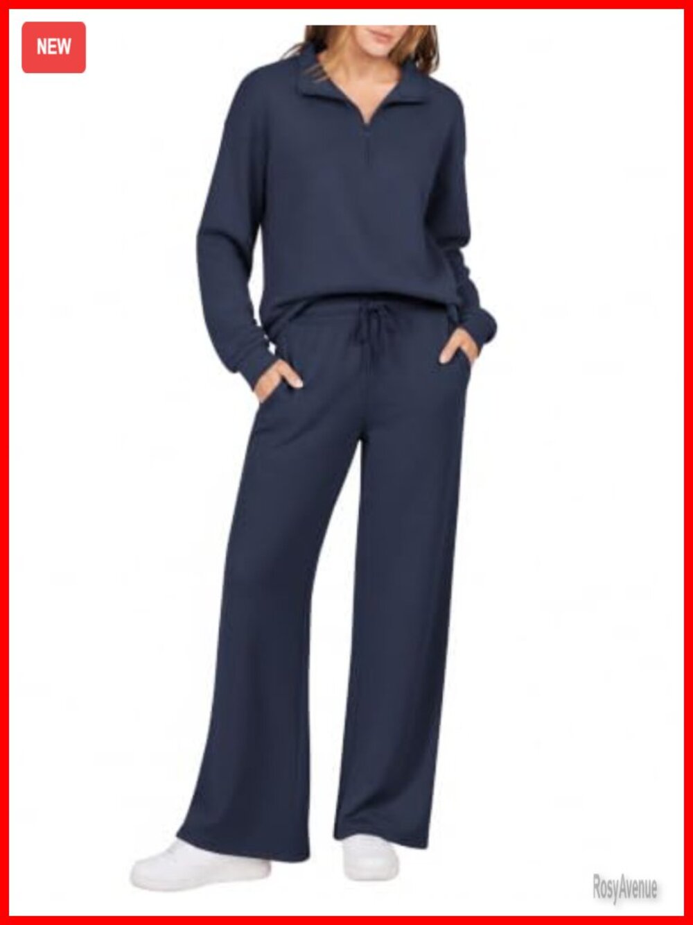 Women's 2 Piece Lounge Set Half Zip Top Wide Leg Pants Athleisure Travel